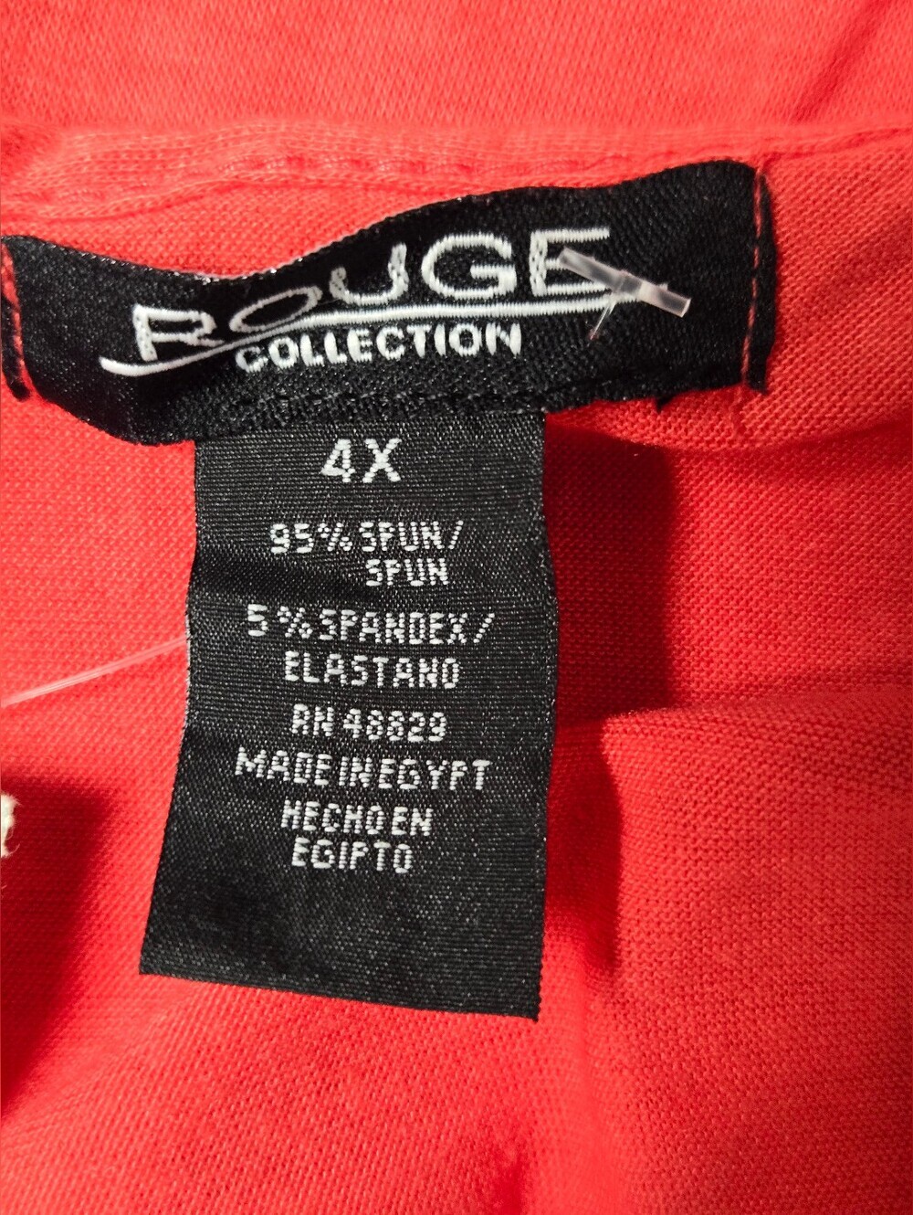 Rouge Collection Vintage Pullover Top 4X Slinky Stretch Knit V Lace  V Neck - Picture 4 of 5